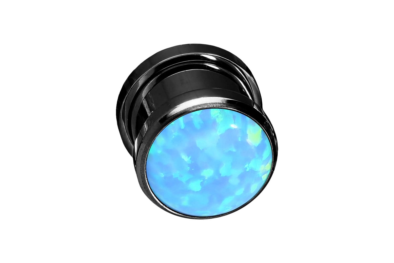 Chirurgenstahl Plug SYNTHETISCHER OPAL ++SALE++ von Piercingline